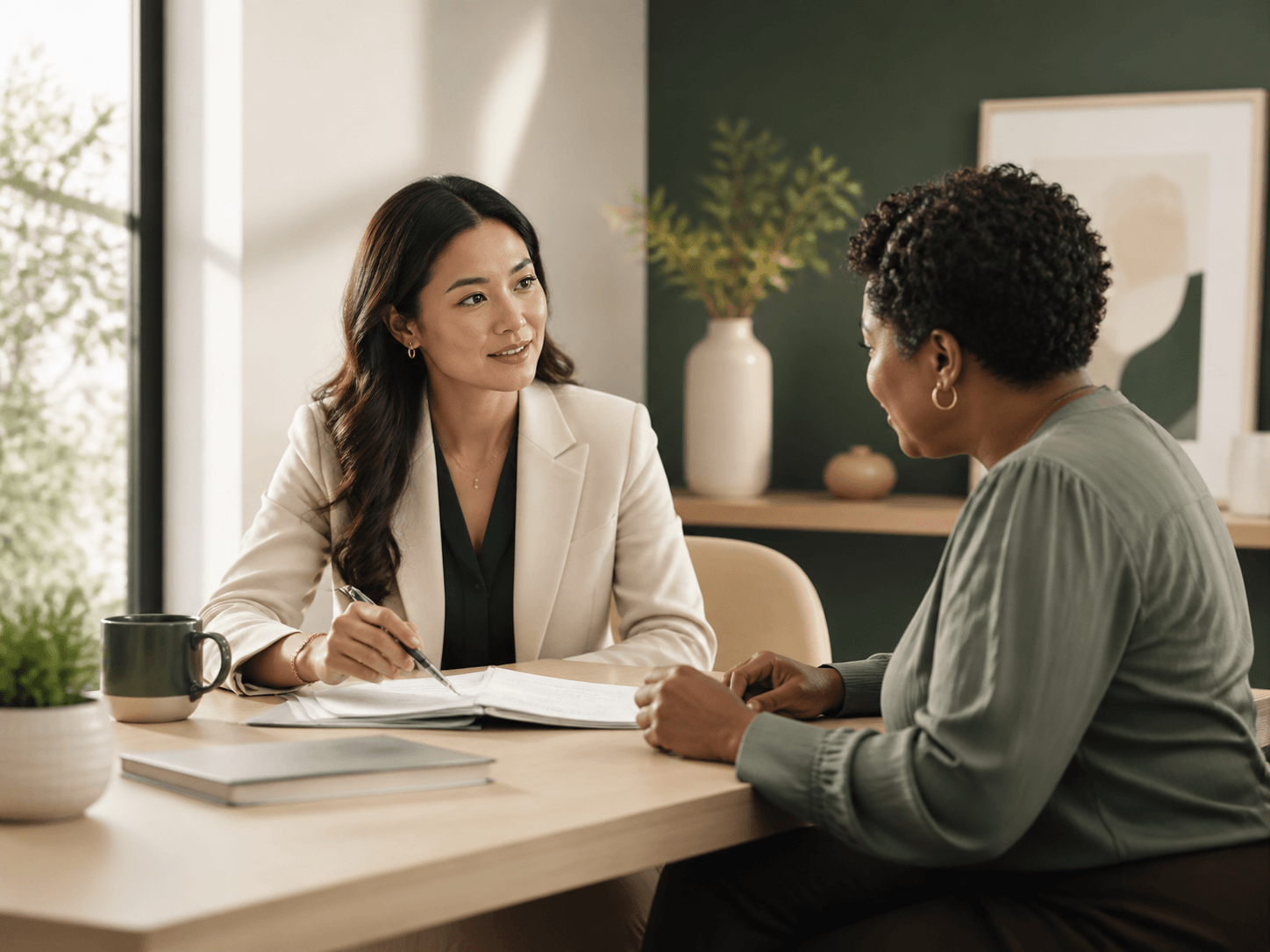 Tax professional and small-business owner in a planning consultation