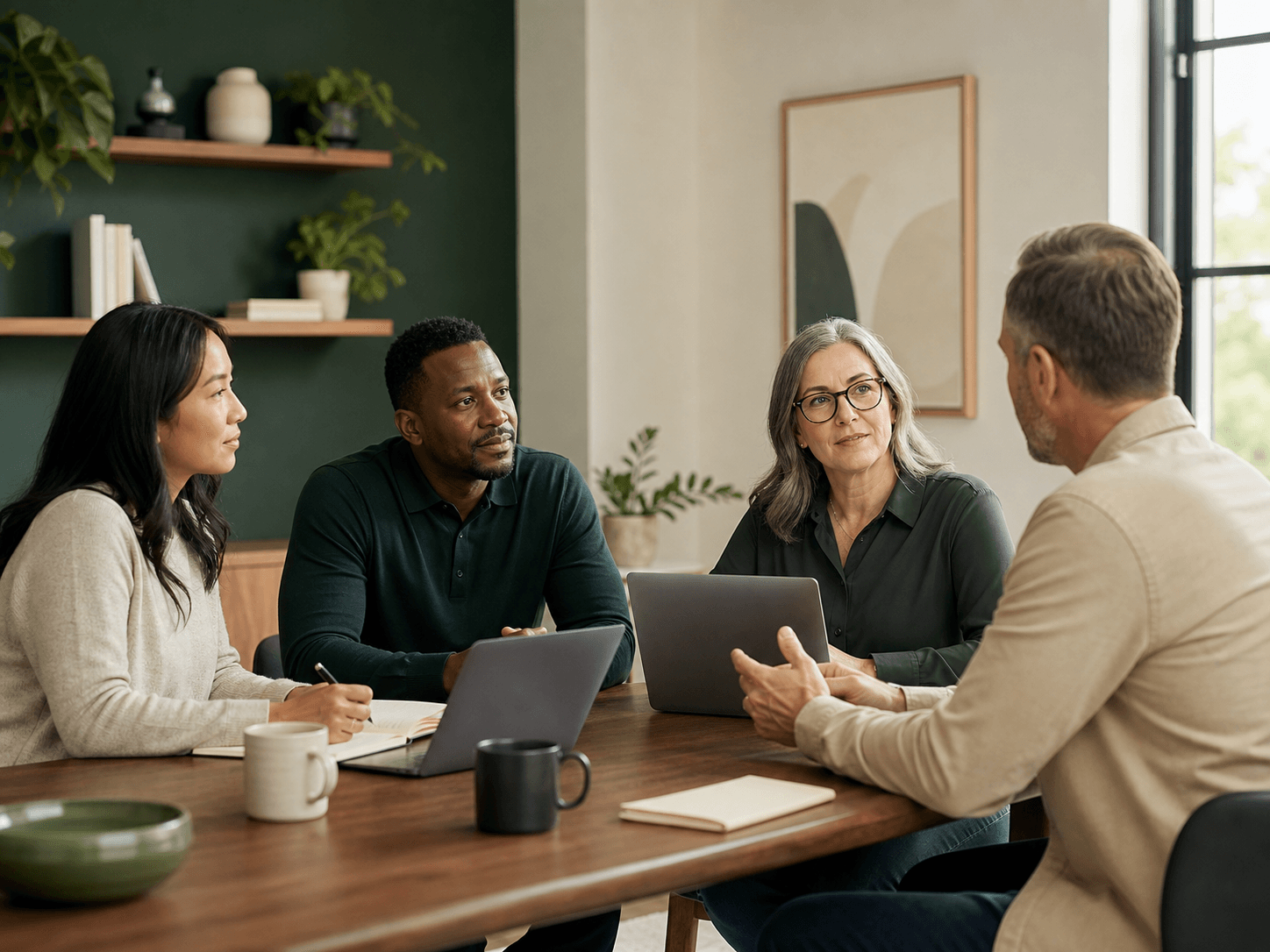 Operations team coordinating payroll with a business owner